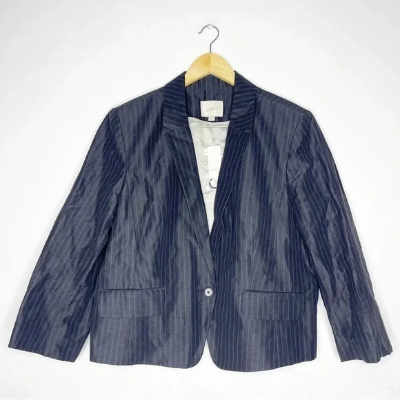 Loft Stripe Blazer Jacket Size 18 NWT $128 - Picture 1 of 5